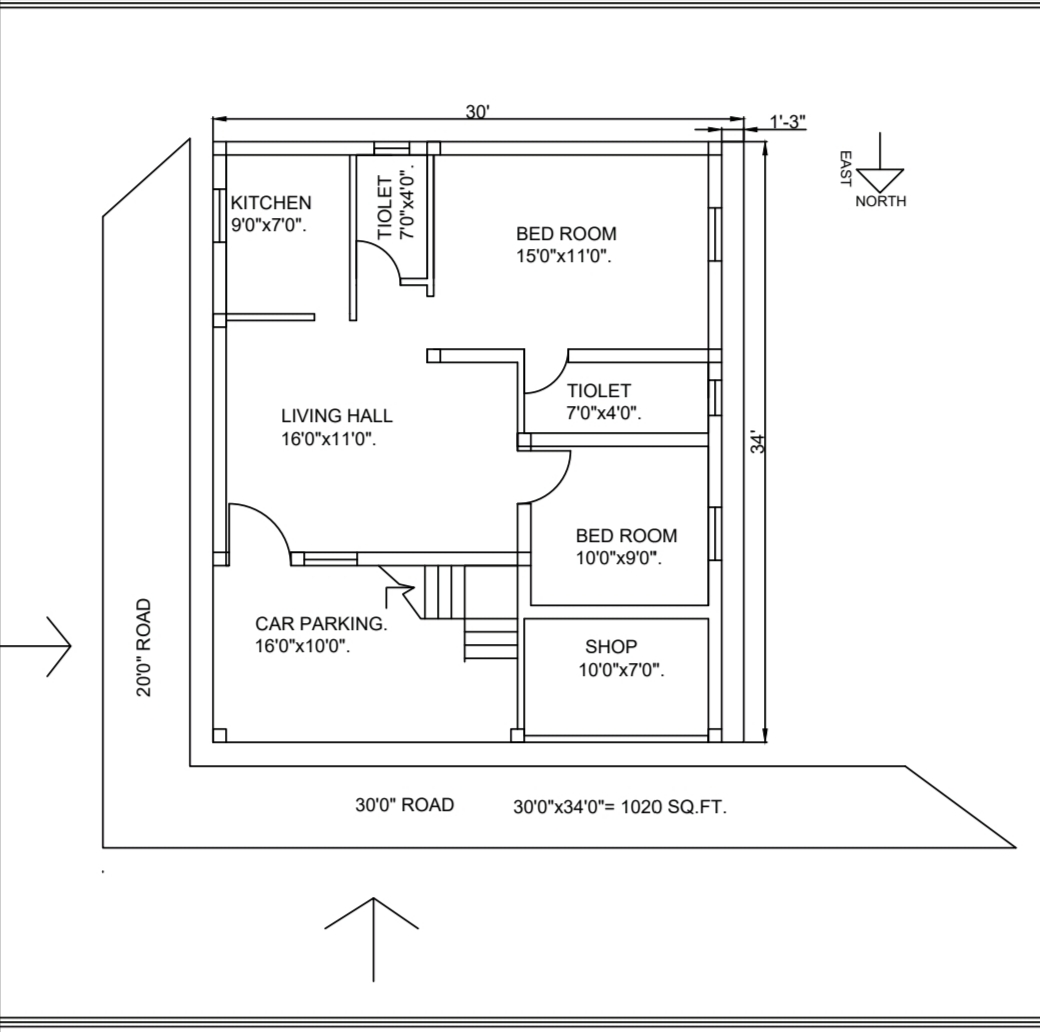 40x30 House Plan 40x30 Front & 3D Elevation Design