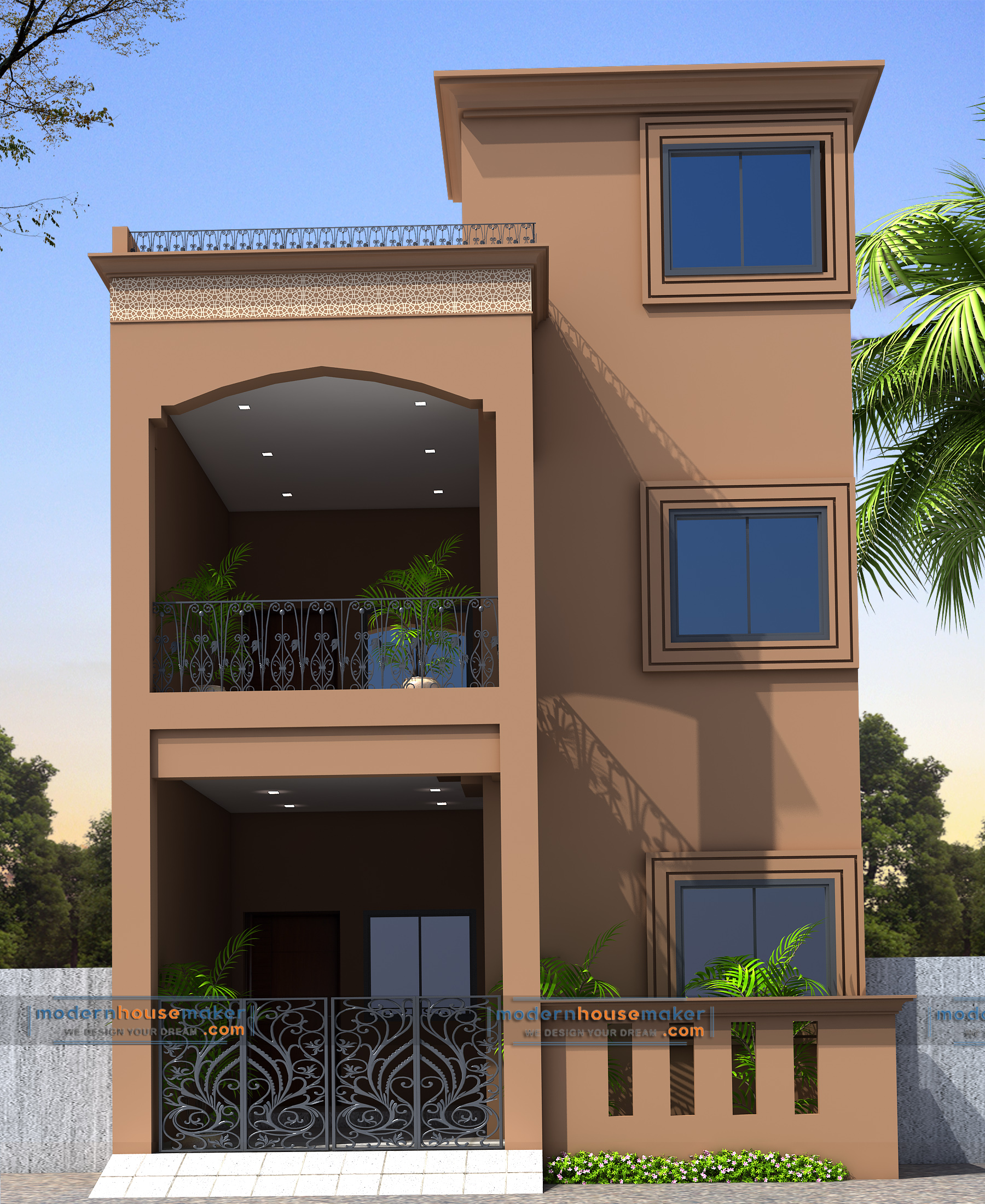 21x50 House Plan 21x50 Front 3D Elevation Design 21x50 House Plan 21x50 Front 3D Elevation Design