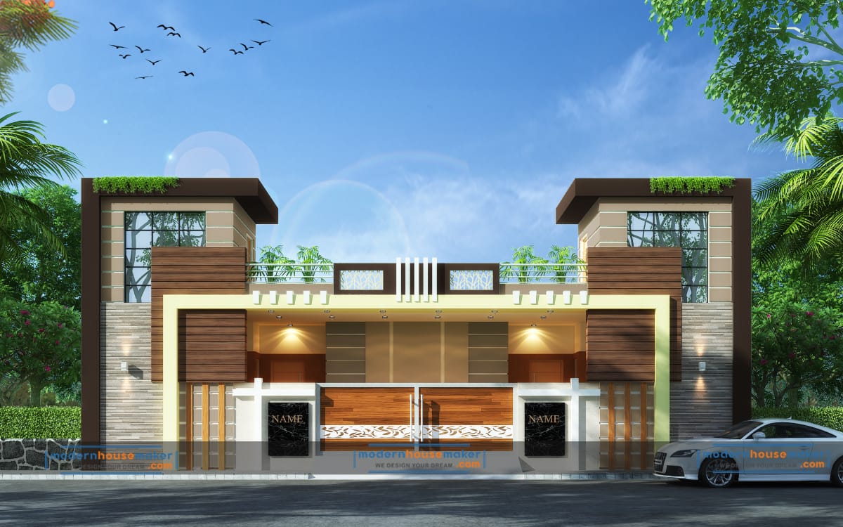 50x50 House Plan 50x50 Front 3D Elevation Design