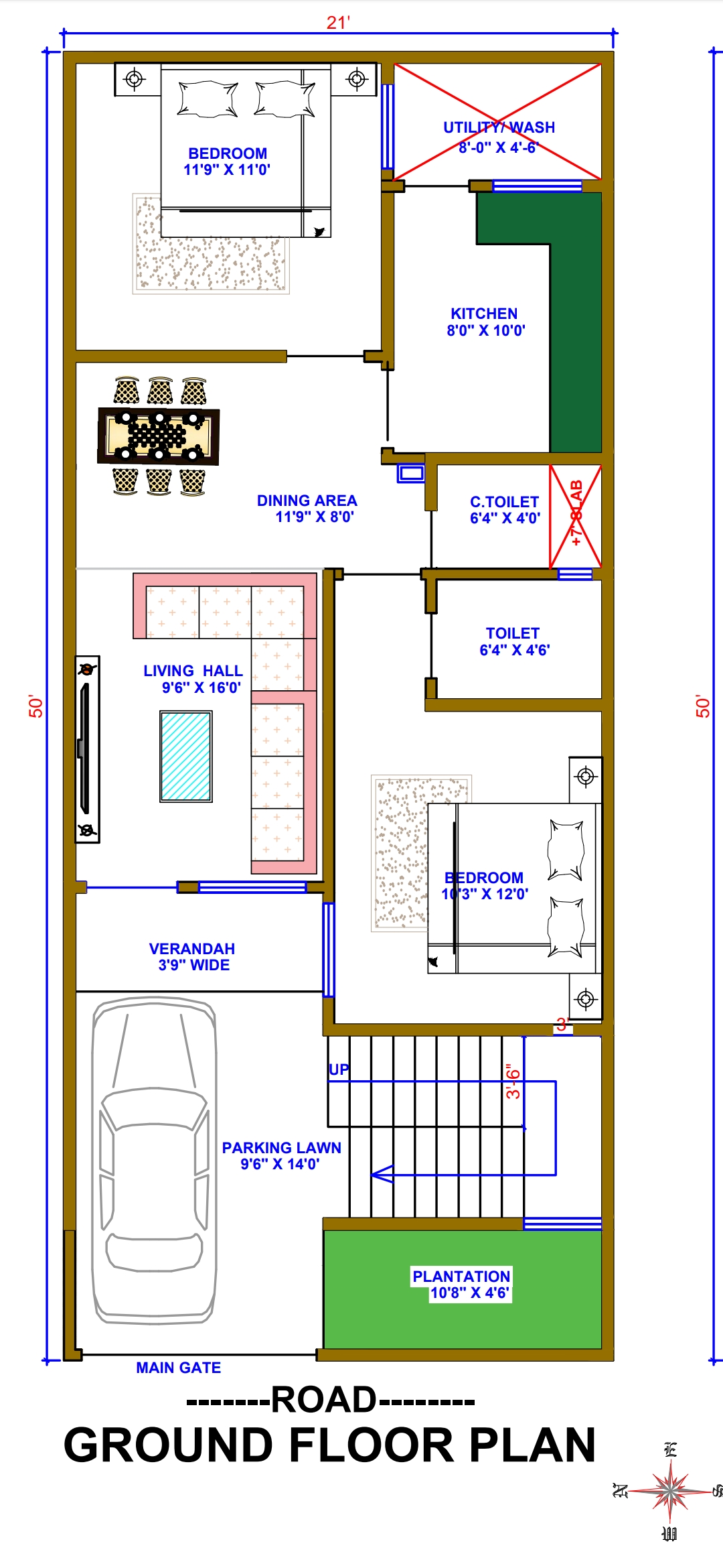21x50 House Plan 21x50 Front 3D Elevation Design 21x50 House Plan 21x50 Front 3D Elevation Design